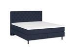 Welnova Boxspringbett , Dunkelblau , Textil , H3 , 7-Zonen , Höhe ca. 21 cm , 180x200 cm , gepolstertes Kopfteil, Stoffauswahl, Topper durchgehend, in verschiedenen Größen erhältlich, Partnermatratze mit durchgehendem Bezug, Matratze in verschiedenen Härtegraden erhältlich , Schlafzimmer, Betten, Boxspringbetten