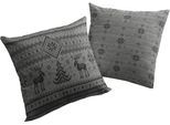 Dekokissen WIRTH "Romo" Gr. 1, grau (grau, gemustert), B:40cm L:40cm, Baumwolle, Polyester, Dekokissen_Sitzkissen_Kissenhüllen, Kissenhülle ohne Füllung, 2 Stück