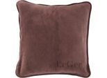Dekokissen "Anisa", braun (cognac, schriftzug), B:50cm L:50cm, Baumwolle, Polyacryl, Polyester, LEGER HOME BY LENA GERCKE, Dekokissen_Sitzkissen_Kissenhüllen, mit modernem Schriftzug, Kissenhülle ohne Füllung, 1 Stück 50x50 cm