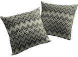 Dekokissen WIRTH "Benewitz" Gr. 2, grün (grün, gemustert), B:50cm L:50cm, Baumwolle, Polyester, Dekokissen_Sitzkissen_Kissenhüllen, Kissenhülle ohne Füllung, 2 Stück