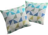 Dekokissen WIRTH "Berlare" Gr. 2, blau (blau, grün, kreise), B:50cm L:50cm, Baumwolle, Polyester, Dekokissen_Sitzkissen_Kissenhüllen, Kissenhülle ohne Füllung, 2 Stück
