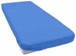 Spannbettlaken PRIMERA "Elasthan-Feinjersey", blau, 1 Stk., Jersey-Elasthan, 140-160x200-220 28cm, Jersey-Elasthan, Obermaterial: 95% Baumwolle, 5% Elasthan, Bettlaken, Spannbettlaken, PREMIUM, aus 95% gekämmter Baumwolle und 5% Elasthan, bis 28 cm Höhe