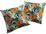 Dekokissen ADAM "Jungle", orange (dunkelpetrol, orange, bedruckt), B:50cm L:50cm, Baumwolle, Dekokissen_Sitzkissen_Kissenhüllen, GOTS zertifiziert - Kissenhülle ohne Füllung, 1 Stück