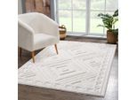 Carpet City Hochflor-Teppich »FOCUS777«, rechteckig, 20 mm Höhe, Boho-Teppich, Hochtief-Muster/ 3D-Effekt, für Wohnzimmer,...