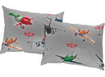 Dekokissen WIRTH "Planes Lima" Gr. 3, grau (dunkelgrau, gemustert), B:40cm L:60cm, Polyester, Dekokissen_Sitzkissen_Kissenhüllen, Disney, Kissenhülle ohne Füllung, 2 Stück