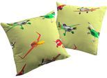 Dekokissen WIRTH "Planes Action" Gr. 2, grün (grün, gemustert), B:50cm L:50cm, Polyester, Dekokissen_Sitzkissen_Kissenhüllen, Disney, Kissenhülle ohne Füllung, 2 Stück