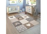 Paco Home Kinderteppich »Cosmos 349«, rechteckig, 16 mm Höhe, Kurzflor, kariert, 3D Effekt, Motiv Regenbogen, Herz & Punkte