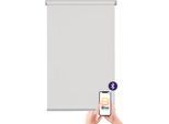 sunlines Elektrisches Rollo »Las Vegas«, verdunkelnd, Verdunkelung, mit Bohren, freihängend, appgesteuert via Bluetooth, mit Motor und Akku, silberner Fallstab