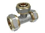 Schraubfitting-T-Stück 26 x 3,0 - 20 x 2,0 - 20 x 2,0 mm für Alu-Mehrschicht-Verbundrohr