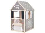 Roba Spielhaus-Kombination , Naturfarben, Hellgrau , Holz, Textil, Holzwerkstoff , 82.5x128x94.5 cm , EN 71 , Spielzeug, Holzspielzeug