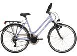 Trekkingrad DACAPO "Metropolis Trekkingrad Damen Alu-Rahmen 28''taubenblau RH 53 cm" Gr. 53, blau (blau, schwarz), Fahrräder, Damen, 53cm, 28 Zoll (71,12cm) hinten: 28 Zoll (71,12cm), Multipositionslenker