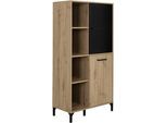 Hochschrank GAMI "CRAFT", braun (artisan eiche nachbildung), B:78cm H:155cm T:41cm, Holzwerkstoff, Schränke, Hochschrank, Hochchrank mit 2 Türen und 4 offenen Fächern