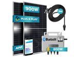 SUNNIVA® 900W Balkonkraftwerk 800W komplett Steckdose - Ecoflow Stream 800W Wechselrichter - PV Solaranlage Komplettset - 2x 450W (900W) Solarmodule - inkl. 5m Kabel - Bluetooth, WIFI