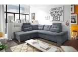 Ecksofa ED EXCITING DESIGN "Nalo L-Form", grau (anthrazit), B:260cm H:103cm T:219cm, 95% Polyester, 5% Nylon, Sofas, Ecksofa, mit Bettfunktion, Armteilverstellung, Kopfstützen & 2 Nierenkissen