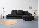 Ecksofa COTTA "Holiday L-Form mit Sitztiefen-, Armteil- und Kopfteilverstellung", schwarz, B:302cm H:86cm T:190cm, 100% Polyester, Sofas, Ecksofa, wahlweise mit Bettfunktion & Bettkasten