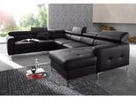 Polstergarnitur COTTA "Sammy U-Form", schwarz, B:306cm, Sitzmöbel-Sets, Set bestehend aus: Wohnlandschaft mit Kopfteilverstellung & Hocker