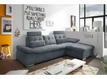 Ecksofa ED EXCITING DESIGN "Nalo L-Form", grau (anthrazit), B:268cm H:103cm T:170cm, 95% Polyester, 5% Nylon, Sofas, Ecksofa, mit Bettfunktion, Armteilverstellung, Kopfstützen & 2 Nierenkissen