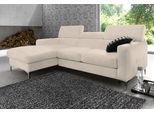 Ecksofa COTTA "Sammy L-Form", beige (creme), B:226cm H:92cm T:105cm, Microfaser PRIMABELLE (100% Polyester);NaturLEDER in Sitz und Rücken/Kunstleder im Korpus;NaturLEDER (echtes Rindsleder), Rückseite mit Spannstoff bezogen, Sofas, Ecksofa, mit Kopfteilverstellung, wahlweise mit Bettfunktion