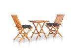 vidaXL 3-tlg. Bistro-Set mit Anthrazit Kissen Massivholz Teak