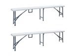 vidaXL Klappbare Gartenbänke 2 Stk. 180 cm HDPE Weiß