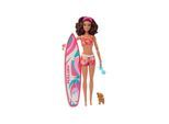 Barbie Doll With Surfboard And Puppy 30cm