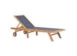 vidaXL Sonnenliege Klappbar mit Rädern Teak Massivholz und Textilene