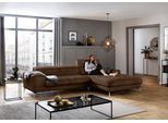 Ecksofa W.SCHILLIG "piedroo, Designsofa mit tollem Sitzkomfort, bequem und elegant, L-Form", braun (chocolate s37), B:303cm H:70cm T:193cm, Stoff S37 (100% Polyester): Luxus-Microfaser in Lederoptik, Sofas, Ecksofa, Kopfteilverstellung, wahlweise mit Sitztiefenverstellung, Breite 303cm