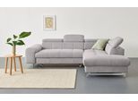 COTTA Ecksofa "Chef L-Form" mit Kopfteilverstellung, edle Metallkufen, wahlweise mit Bettfunktion