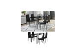 Vicco "Grand Metall", moderne Essgruppe mit Esszimmertisch und 4 Essstühle, Schwarz