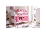 TiCAA Etagenbett "Erni" Country Kiefer weiß Classic