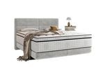 Esposa Boxspringbett , Hellgrau , Textil , H3 , 7-Zonen , Höhe ca. 34 cm , 180x200 cm , Federkernmatratze, Stoffauswahl, Topper durchgehend, Matratze durchgehend , Schlafzimmer, Betten, Boxspringbetten