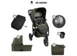 ABC Design Kinderwagenset (6Er Set) , Olivgrün , Textil , 6-teilig , 65x122x95 cm , EN 1888 , 5-Punkt-Gurt, Gurtschoner, Sportsitz mit verlängertem Verdeck , Baby on Tour, Kinderwagen, Kombikinderwagen