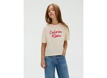 Calvin Klein Jeans T-Shirt »BOXY TEE METALLIC LOGO TECH«, für Kinder bis 16 Jahre, grosse Stickerei