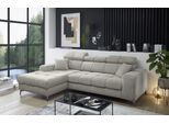 ED EXCITING DESIGN Ecksofa "Sydney L-Form mit Bettfunktion, Bettkasten, Kopfteilverstellung" motorischer Sitztiefenverstellung, USB-Port & 2 Zierkissen