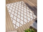 Teppich "Outdoorteppich REVERSO - Round Rhombus", braun (braun,beige), B:120cm H:5mm L:160cm, Polypropylen, PRIMAFLOR-IDEEN IN TEXTIL, Teppiche, Teppich, Wendeteppich, Rauten Design, In- und Outdoor geeignet, wasserfest