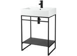 Waschtisch WELLTIME "Loft", schwarz (schwarz, weiß, schwarz), B:60cm H:76,5cm T:42cm, Waschtische, Waschtisch, Badmöbel, schwarz, mit Keramikwaschbecken, Breite 60cm