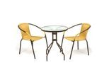 VCM 3-tlg. Bistroset Balkonset Gartentisch: 60 cm, Höhe: 72 cm Sitzgarnitur mit Glastisch Bistrostuhl Poly-Rattan