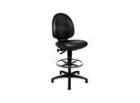 Topstar Tec 50 Arbeitsdrehstuhl mit Bodengleitern und Fußring Kunstlederpolster schwarz Sitzhöhe:590-840mm, 72250 D10T)