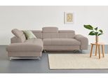 COTTA Ecksofa »Chef L-Form«, mit Kopfteilverstellung, edle Metallkufen, wahlweise mit Bettfunktion