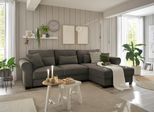 ED EXCITING DESIGN Ecksofa »Angelina L-Form«, mit Bettfunktion, Bettkasten & 5 Zierkissen