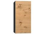 Hochschrank ELA mit Softclose, Korpus schwarz seidenmatt, Front Eiche Furnier hell, 400 x 800 x 350 mm