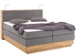 Boxspringbett HOME AFFAIRE "Cavan", grau (anthrazit), B:184cm L:222cm, Microfaser (100% Polyester), Komplettbetten, Boxspringbett, Eiche, inkl. Bettkasten & Topper, verschiedene Härtegrade (auch H4)