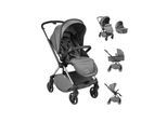 Kikkaboo Kinderwagen Lanah 2 in 1 Babywanne, Rückenlehne verstellbar, bis 22 kg grau