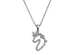 Kette mit Anhänger ZEEME "925/- Sterling Silber Einhorn Zirkonia", weiß, Halsketten, Damen, 46cm, Silber 925 (Sterlingsilber), L: 46 B: 13mm, glänzend, B:13mm