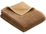 Kniedecke IBENA "Jacquard Kniedecke Fano", braun (braun, camel), B:100cm L:150cm, Baumwolle, Polyacryl, Polyester, Wohndecken, 100 x 150 cm (Breite x Länge), im dezenten Streifen-Design