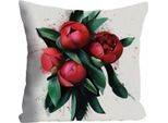 Dekokissen QUEENCE "»rote blüten«", bunt (bunt, bedruckt), B:40cm L:40cm, Polyester, Dekokissen_Sitzkissen_Kissenhüllen, Kissenhülle ohne Füllung, 1 Stück