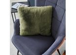 Fellkissen LUXOR LIVING "Dekokissen Novara", grün (dunkelgrün, felloptik), B:40cm H:20cm L:40cm, Kunstfaser, Dekokissen_Sitzkissen_Kissenhüllen, Kunstfell, eckig, 40x40 cm, sehr weich, mit Füllung, Wohnzimmer