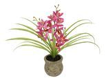 Kunstblume I.GE.A. "Kunstblume Schmetterling Orchidee mit Keramiktopf", rosa (dunkelrosa), B:39cm H:38cm L:11cm, Polyester, Kunstpflanzen, Mit Blätter Luftwurzeln Blume Kunstorchidee Phalaenopsis Kunstpflanze