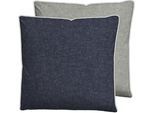 Kissenbezug BIBERNA "Hermal Flanell mit Reißverschluss, Melange-Optik, Wendekissenbezug", blau (marine), B:40cm L:40cm, Flanell, Obermaterial: 100% Baumwolle, Kissenbezüge, Feinflanell, Made in Germany zertifiziert, kuschelig weich, mit Paspel