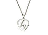 Kette mit Anhänger ZEEME "Silber 925 mit Herz und Pferde-Anhänger 45cm lang", weiß, Halsketten, Damen, 45cm, Silber 925 (Sterlingsilber), L: 45 B: 14mm, glänzend, B:14mm